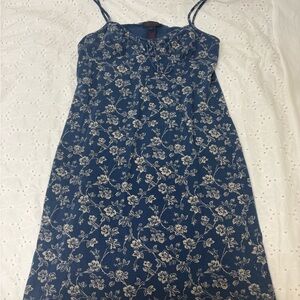 VINTAGE Ralph Lauren Floral Blue Spaghetti Strap Dress